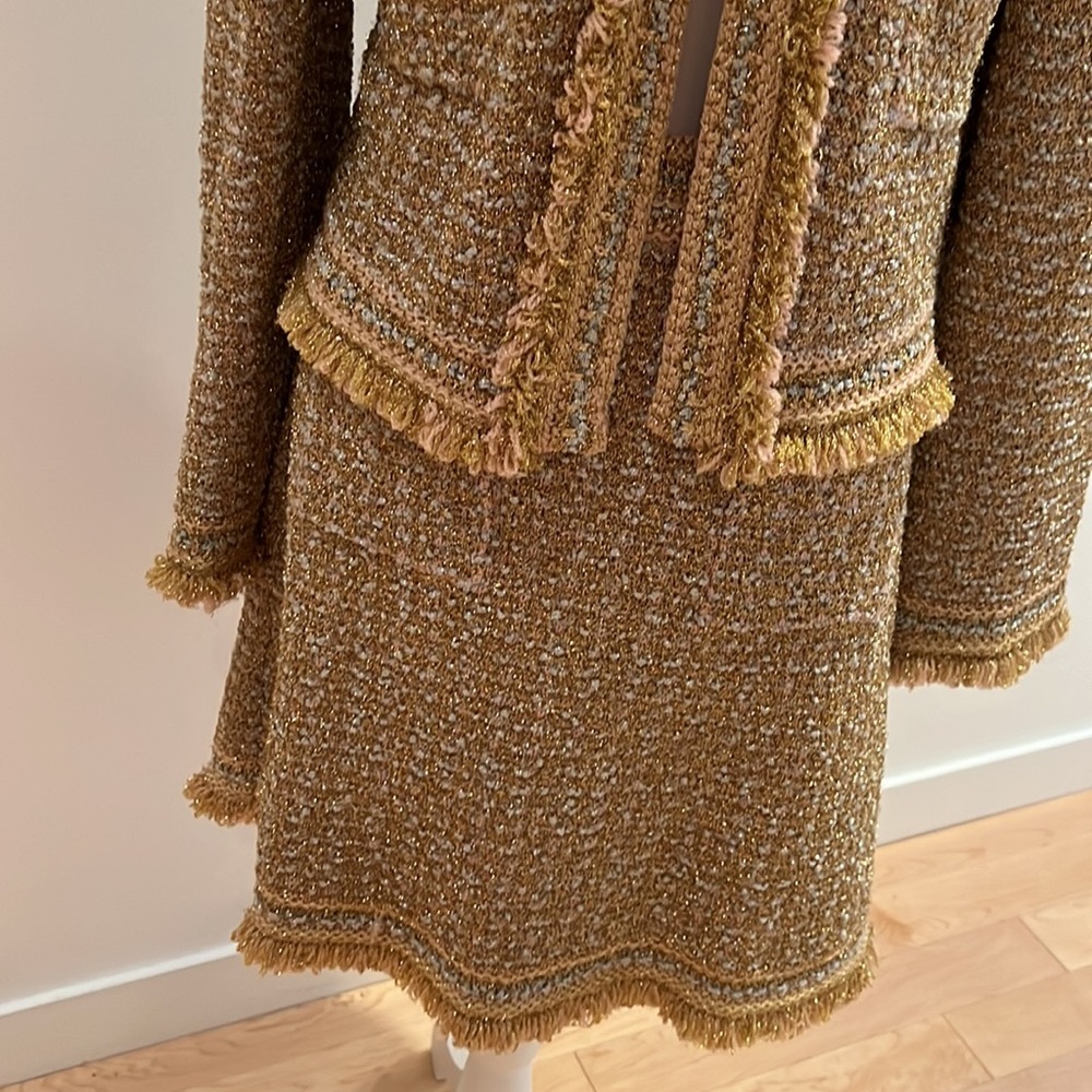 M Missoni Gold Silver Glitter Knit Skirt Suit Size 44 - Picture 4 of 17